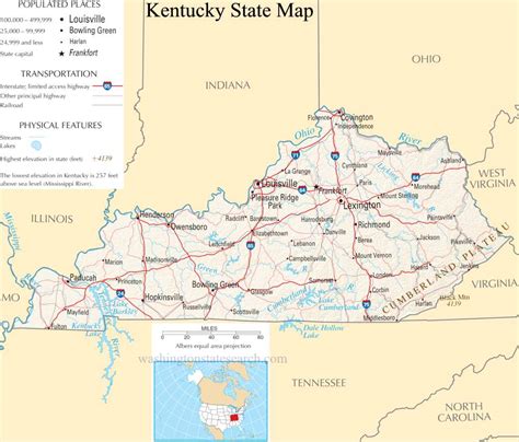 ♥ Kentucky State Map - A large detailed map of Kentucky State USA