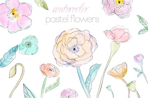 Pastel Watercolor Flowers ~ Graphics ~ Creative Market