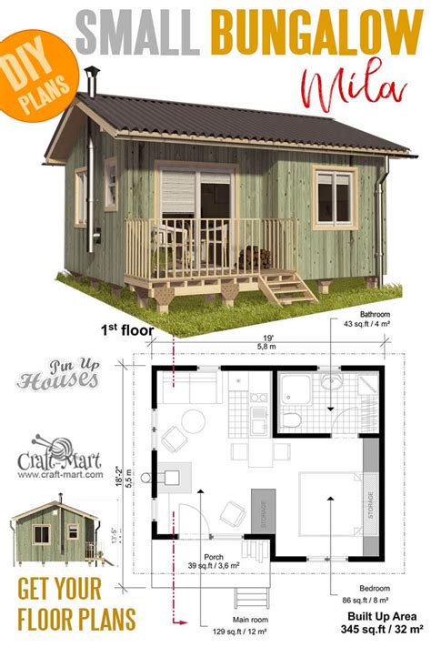 16 Cutest Tiny Home Plans with Cost to Build | Small bungalow, Small house plans, Bungalow house ...