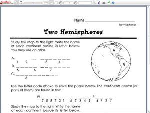 Two Hemispheres 4th - 5th Grade Worksheet | Lesson Planet