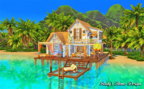 Sims 4 Beach Hideout 熱帶島嶼小屋 [No CC] [Ruby Red Sims]