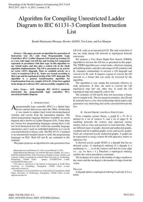 (PDF) Algorithm for Compiling Unrestricted Ladder Diagram to IEC 61131-3 Compliant Instruction List