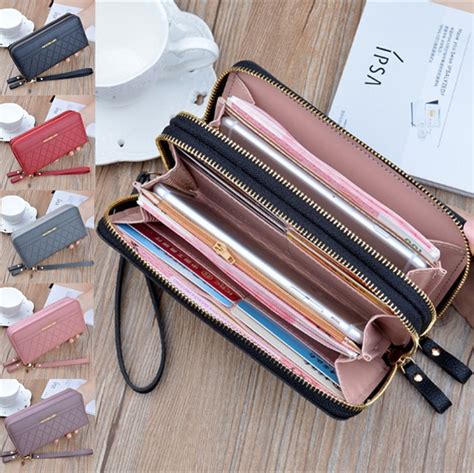 Fashion Women Leather Long Wallets Double Zipper Fashion Casual Design Leather Clutch Wallet ...