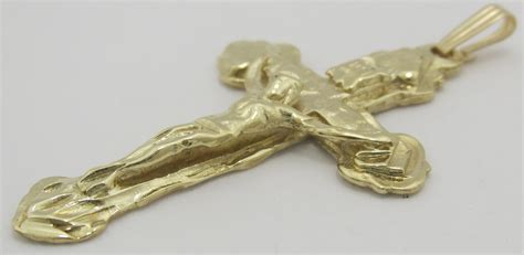 Solid Large Crucifix Cross in 14k Yellow Gold Pendant 7.84 grams ...