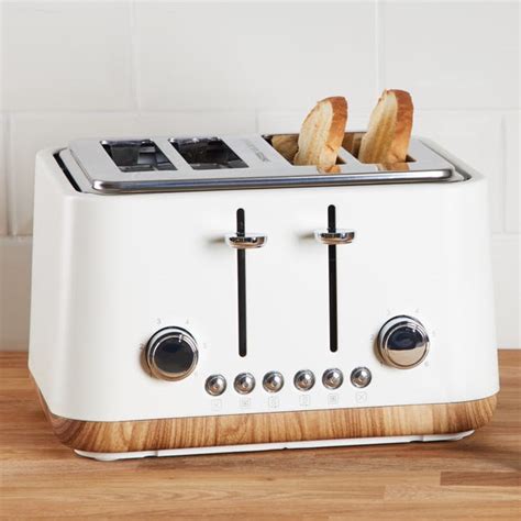 Contemporary Matt White 4 Slice Toaster | Dunelm