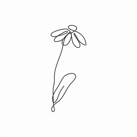 one line drawing of leaves and flower. continuous line art 2873621 ...