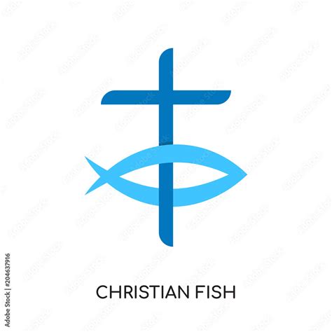 christian fish logo isolated on white background , colorful vector icon, brand sign & symbol for ...