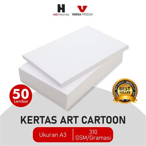 Kertas Art Carton/Art Karton 310 GSM/Gram Ukuran A3 - 50 Lembar ...