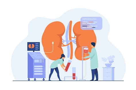 Free Vector | Doctors conducting dialysis procedure for kidney treatment.