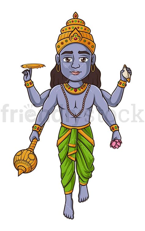 Hindu God Vishnu Cartoon Vector Clipart - FriendlyStock