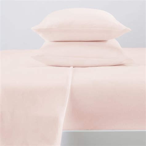 FRESHFOLDS 3-Piece Pink Solid 100% Premium Cotton Twin Flannel Sheet Set GB20004 - The Home Depot