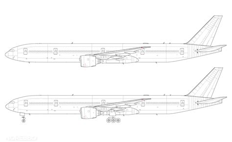 Boeing 777-300 blank illustration templates – Norebbo