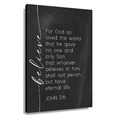 Black And White Wall Art John 3 16 Wall Art Bible Verse Poster Paintings Decor Prints Canvas ...