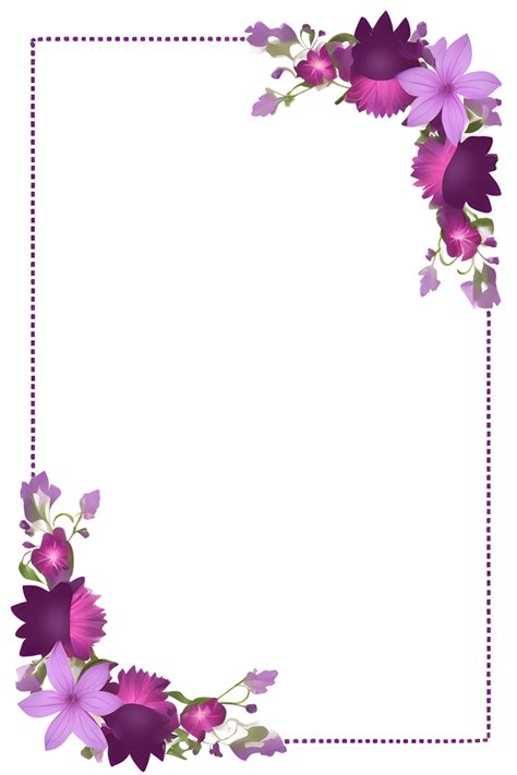 Purple Flower Border Frame PNG Transparent Background Ai Generative 28715091 PNG