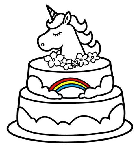 free cute unicorn cake unicorn cake coloring pages free transparent ...