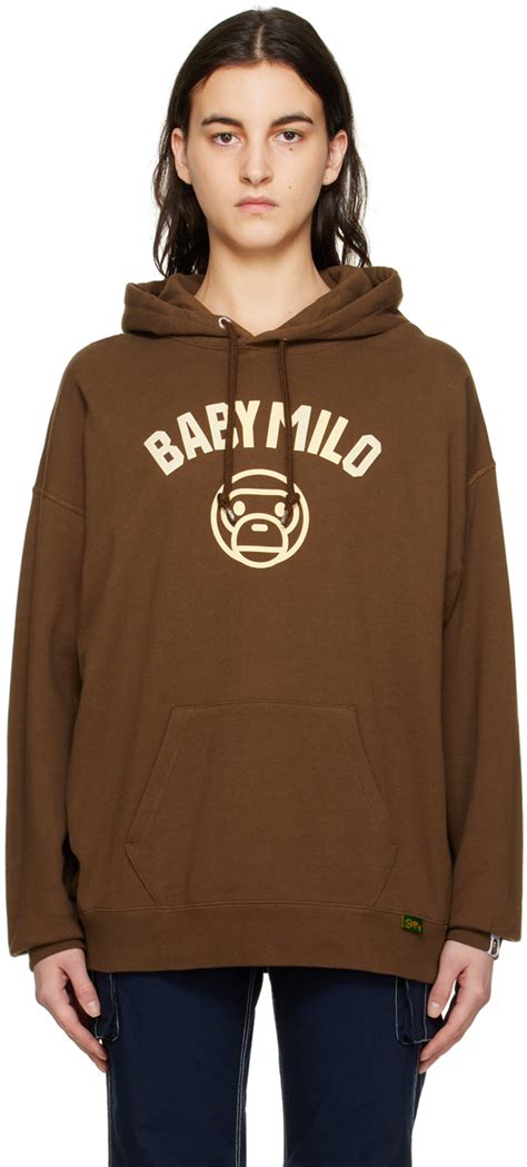 BAPE: Brown 'Baby Milo' Hoodie | SSENSE Canada