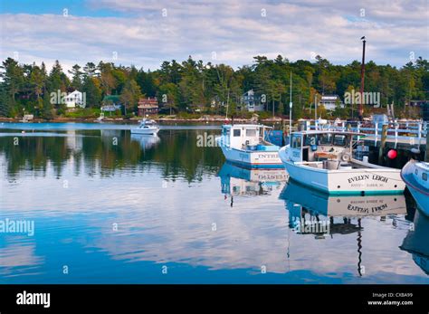 Lobster fishing boats, Boothbay Harbor, Maine, New England, United States of America, North ...