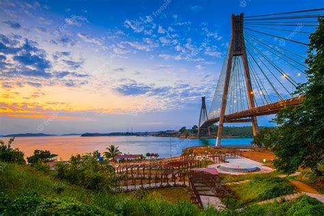 Premium Photo | Barelang bridge at sunrise on Batam island