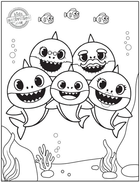 Free Printable Baby Shark Coloring Pages to Download & Print | Shark coloring pages, Family ...