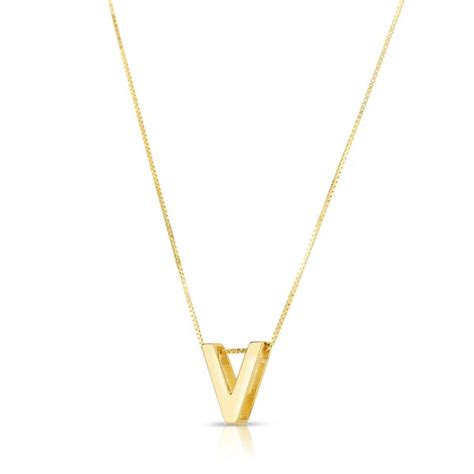 14K Gold Block Letter Initial V Necklace RCV10969-18 | Morin Jewelers | Southbridge, MA