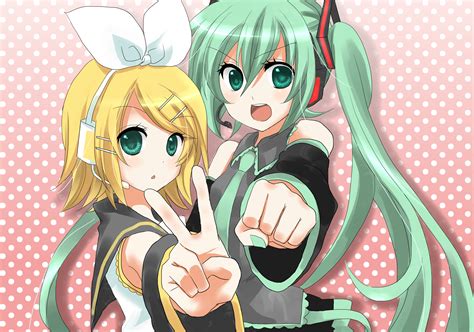 Hatsune Miku and Rin Kagamine by vocaloid-REDLIGHT on DeviantArt