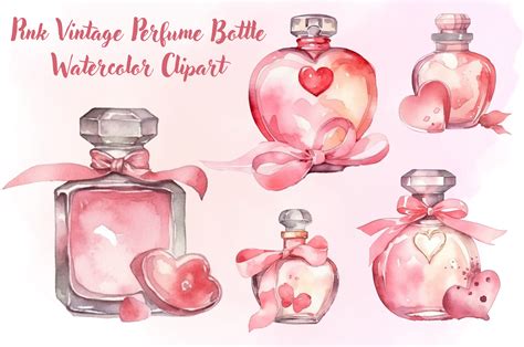 Pink Vintage Perfume Bottle Watercolor Graphic by Digital Xpress · Creative Fabrica