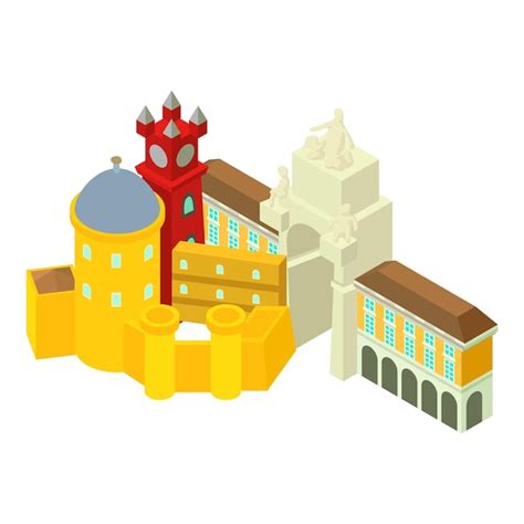 Premium Vector | Portuguese landmark icon isometric vector pena palace ...