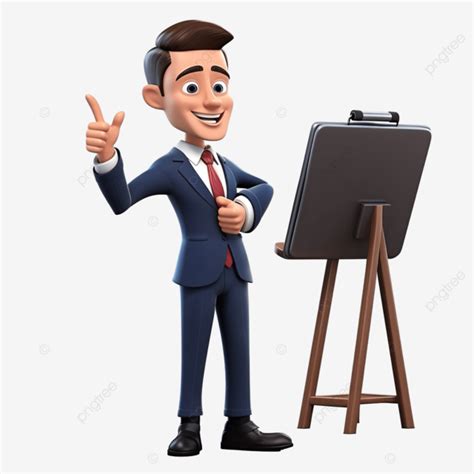 Businessman Doing Presentation 3d Character Illustration, 3d, Cartoon ...