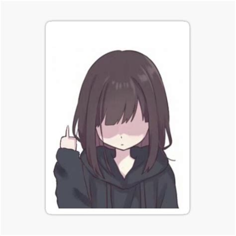 "anime girl flip off" Sticker for Sale by ellura | Redbubble