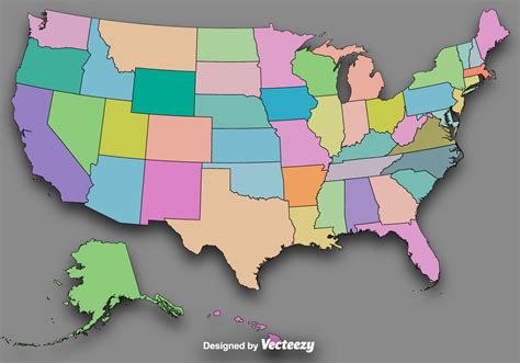 Vector Colorful State Outlines/Vector Map Of The USA - Download Free Vector Art, Stock Graphics ...