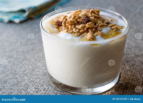 Greek Yogurt with Honey and Granola Stock Image - Image of concept, musli: 102101429