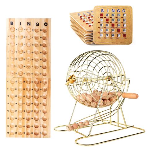 GSE Bingo Game, Bingo Game Set with Cage and Balls, Wood Bingo Master Board, 75 Wood Bingo Balls ...