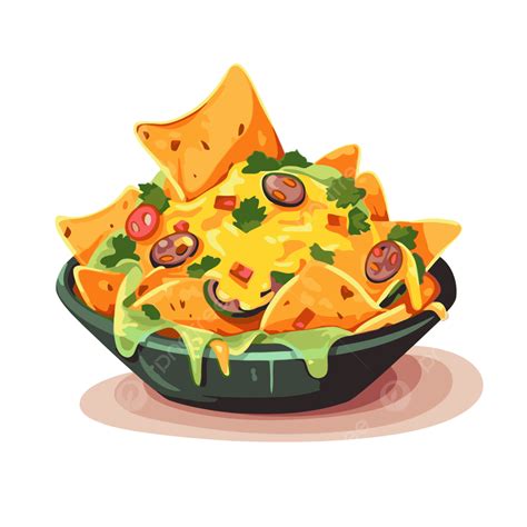 Nachos Clipart Nachos With Cheese And Tomatoes In Bowl Isolated Vector ...