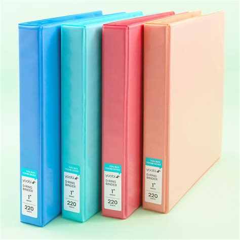 4 Pk 1 Inch Binder - Multicolor - Yoobi