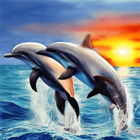 3 Dolphins Jumping at Sunset · Creative Fabrica