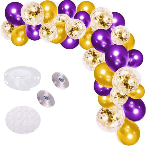 Amazon.com: PASOCON Purple Gold Balloon Garland Arch Kit, 121 PCS ...