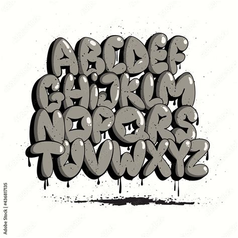 Vetor de Graffiti Bubble Alphabet. Bubble letters. Graffiti font, typography set. do Stock ...