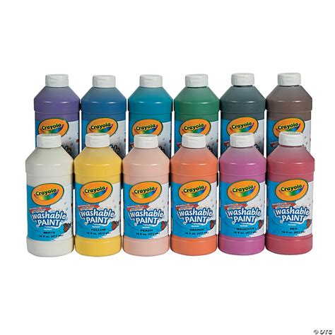 16-oz. Crayola® Washable Assorted Colors Paint - Set of 12 | Oriental Trading