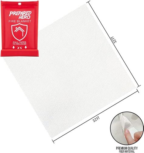 Prepared Hero 40 x 40 Emergency Fire Blanket 4 Pack + Hooks | Fiberglass Kitchen Fire ...