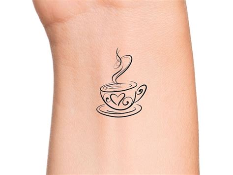 Coffee Cup Love Temporary Tattoo / Coffee Tattoo / Tea Tattoo | Etsy