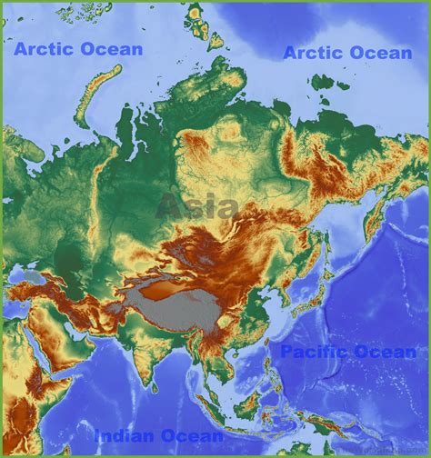 Physical map of Asia