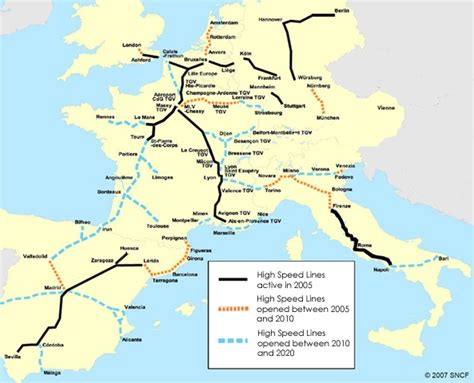 Europe International & high speed train rail maps