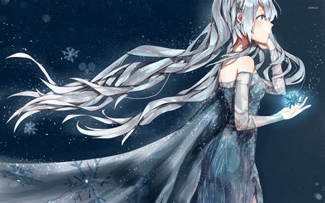 Anime ice queen holding a magical snowflake wallpaper - Anime ...