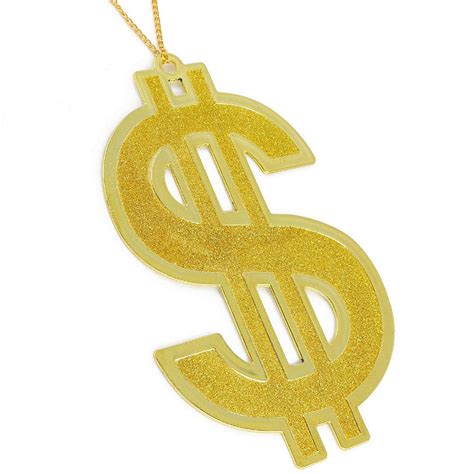 Hip Hop Gold Necklace - Rapper Dollar Sign Medallion Gangster Golden Chain Costume Bling Jewelry ...