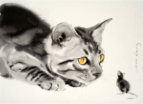 Cat and Mouse Drawing by Soo Beng Lim | Saatchi Art