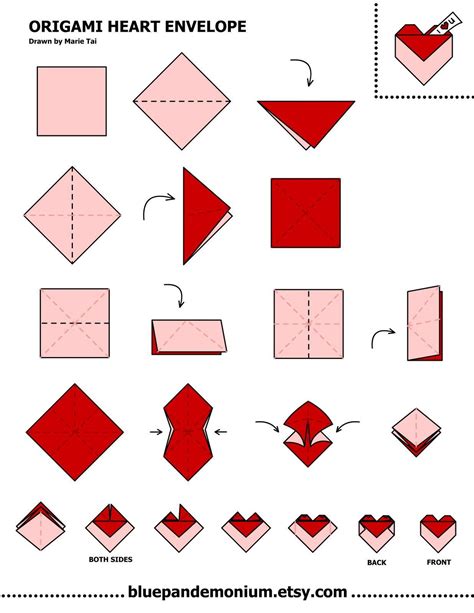 Origami Heart Box Steps