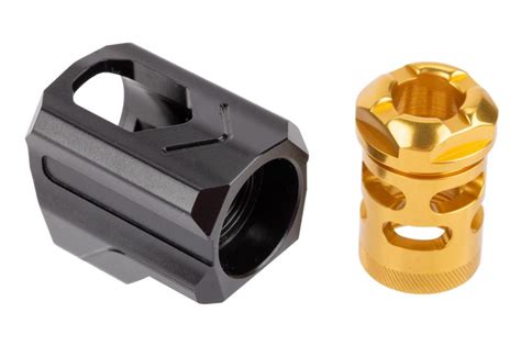 Tyrant Designs Universal 9mm Compensator Black/Gold - $55.95 | gun.deals