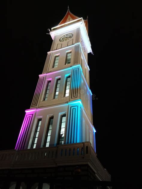 Jam gadang night stock image. Image of castle, rumah - 221230075