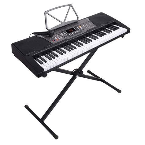 LAGRIMA 61 Key Portable Electric Piano Keyboard, Music Keyboard W/X Adjustable Stand, LED Screen ...