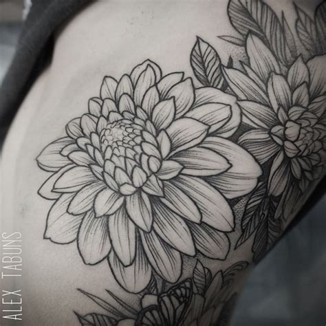 Outline Black Dahlia Flower Tattoo - Viraltattoo